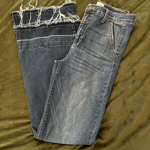 Sneak Peak medium/dark raw hem flare jeans - Picture 4 of 5